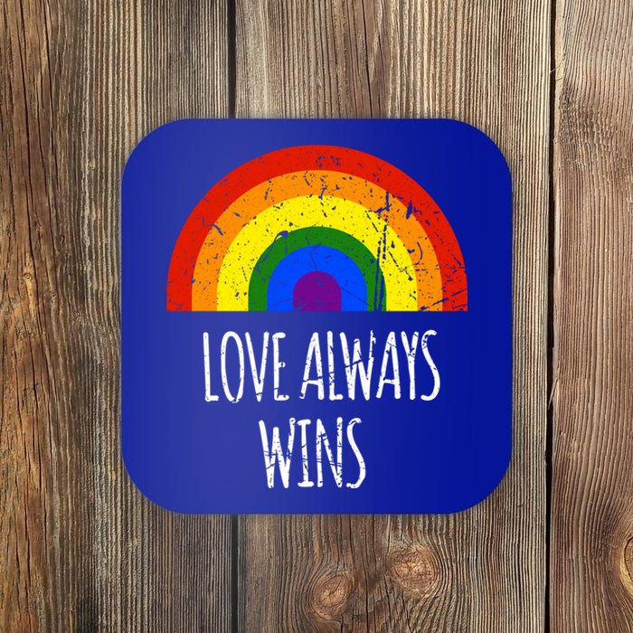 Rainbow Love Always Wins Vintage Equality Pride Huity Funny Gift Coaster