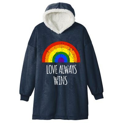 Rainbow Love Always Wins Vintage Equality Pride Huity Funny Gift Hooded Wearable Blanket