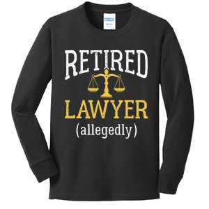 Retired Lawyer Allegedly Funny Attorney Retirement Kids Long Sleeve Shirt