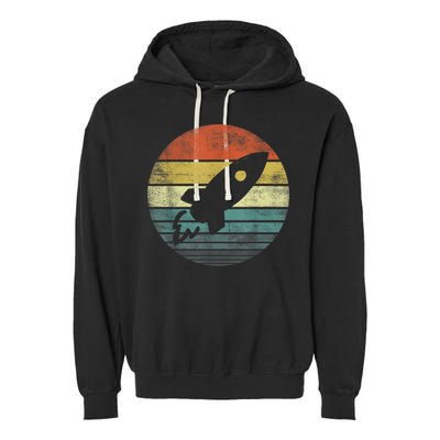 Rocket Launch Astronomy Funny Retro Rocket Space Ship Garment-Dyed Fleece Hoodie