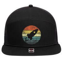 Rocket Launch Astronomy Funny Retro Rocket Space Ship 7 Panel Mesh Trucker Snapback Hat