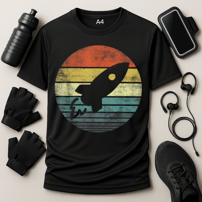 Rocket Launch Astronomy Funny Retro Rocket Space Ship Performance Shirt