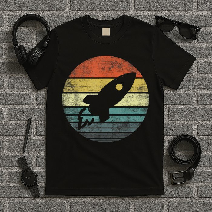 Rocket Launch Astronomy Funny Retro Rocket Space Ship T-Shirt