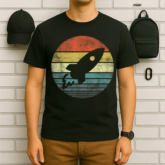 Rocket Launch Astronomy Funny Retro Rocket Space Ship T-Shirt