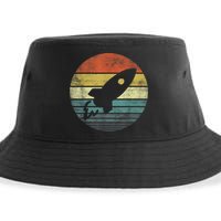 Rocket Launch Astronomy Funny Retro Rocket Space Ship Sustainable Bucket Hat