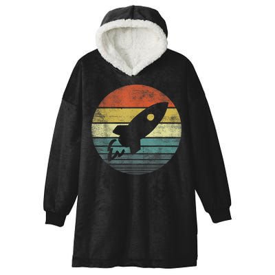 Rocket Launch Astronomy Funny Retro Rocket Space Ship Hooded Wearable Blanket