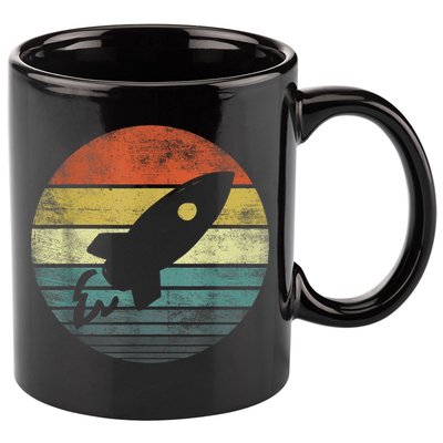 Rocket Launch Astronomy Funny Retro Rocket Space Ship 11oz C Handle Ceramic Mug