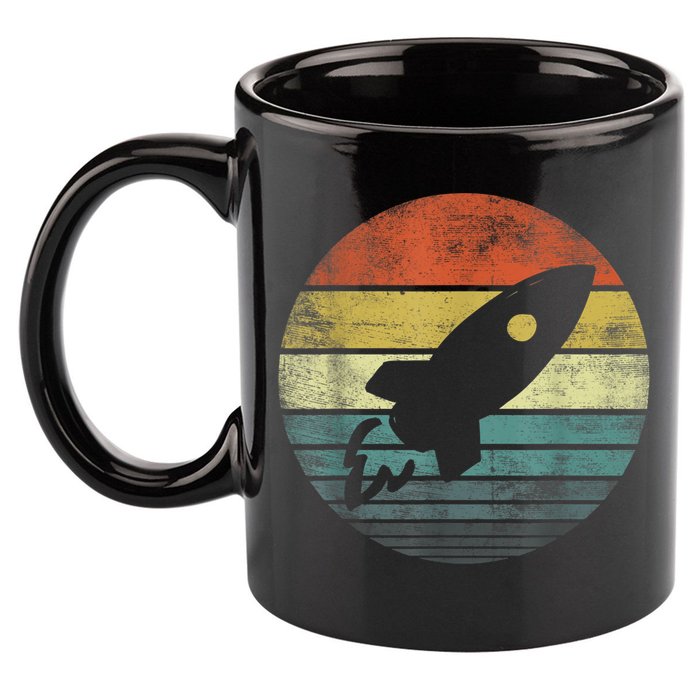 Rocket Launch Astronomy Funny Retro Rocket Space Ship 11oz C Handle Ceramic Mug