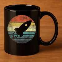 Rocket Launch Astronomy Funny Retro Rocket Space Ship 11oz C Handle Ceramic Mug