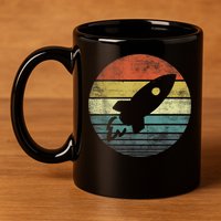 Rocket Launch Astronomy Funny Retro Rocket Space Ship 11oz C Handle Ceramic Mug