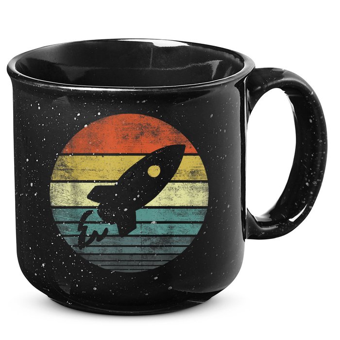 Rocket Launch Astronomy Funny Retro Rocket Space Ship 15oz Campfire Ceramic Mug