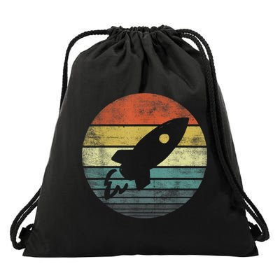 Rocket Launch Astronomy Funny Retro Rocket Space Ship Drawstring Bag