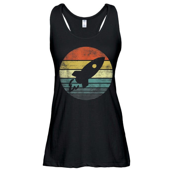 Rocket Launch Astronomy Funny Retro Rocket Space Ship Ladies Essential Flowy Tank