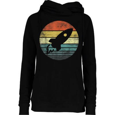 Rocket Launch Astronomy Funny Retro Rocket Space Ship Womens Funnel Neck Pullover Hood