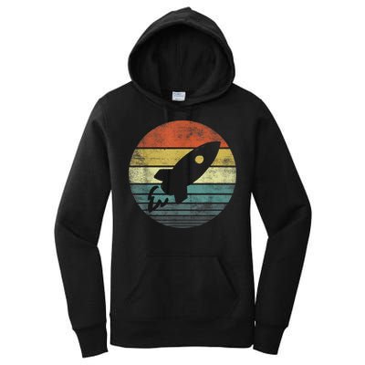 Rocket Launch Astronomy Funny Retro Rocket Space Ship Women's Pullover Hoodie