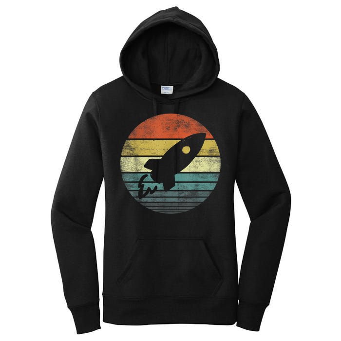 Rocket Launch Astronomy Funny Retro Rocket Space Ship Women's Pullover Hoodie
