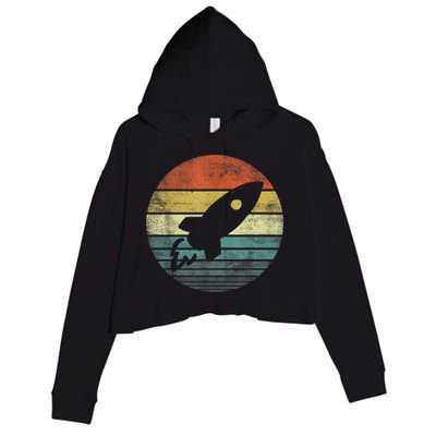 Rocket Launch Astronomy Funny Retro Rocket Space Ship Crop Fleece Hoodie
