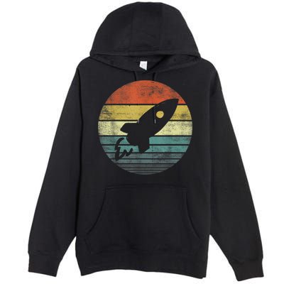 Rocket Launch Astronomy Funny Retro Rocket Space Ship Premium Pullover Hoodie