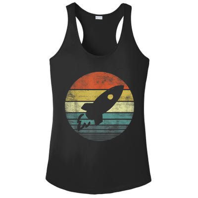 Rocket Launch Astronomy Funny Retro Rocket Space Ship Ladies PosiCharge Competitor Racerback Tank