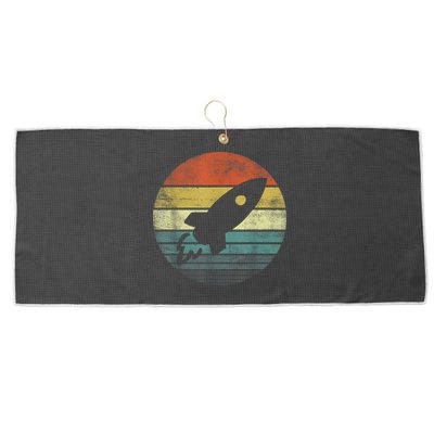 Rocket Launch Astronomy Funny Retro Rocket Space Ship Large Microfiber Waffle Golf Towel