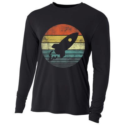 Rocket Launch Astronomy Funny Retro Rocket Space Ship Cooling Performance Long Sleeve Crew