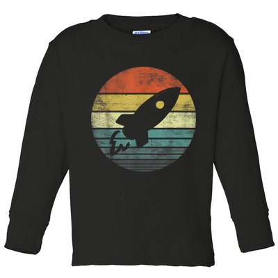 Rocket Launch Astronomy Funny Retro Rocket Space Ship Toddler Long Sleeve Shirt