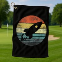 Rocket Launch Astronomy Funny Retro Rocket Space Ship Golf Towel