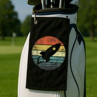 Rocket Launch Astronomy Funny Retro Rocket Space Ship Golf Towel