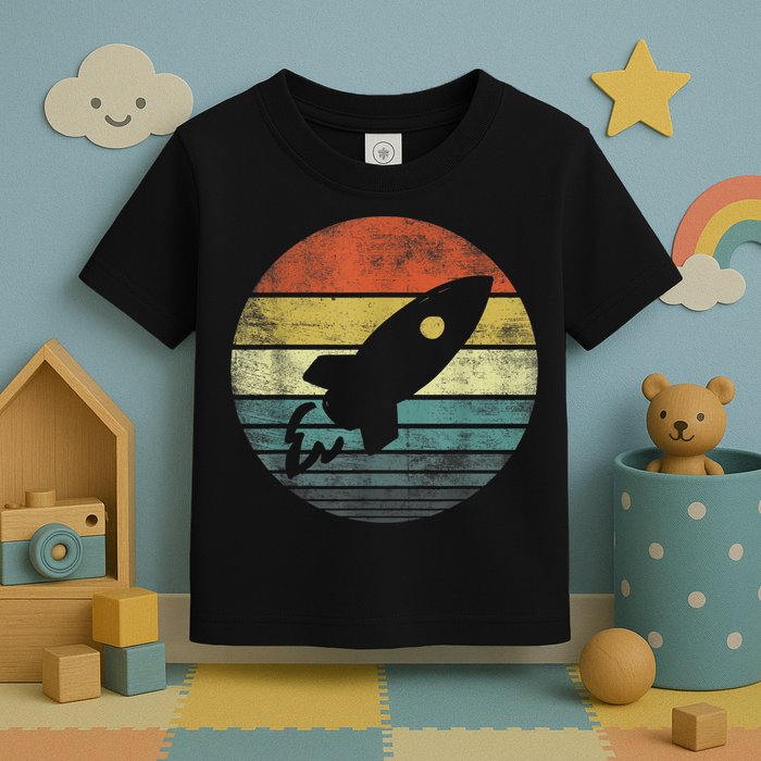 Rocket Launch Astronomy Funny Retro Rocket Space Ship Toddler T-Shirt