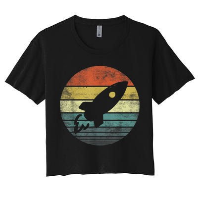 Rocket Launch Astronomy Funny Retro Rocket Space Ship Crop Top