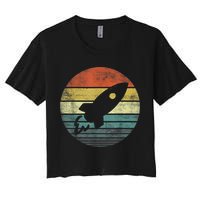 Rocket Launch Astronomy Funny Retro Rocket Space Ship Crop Top