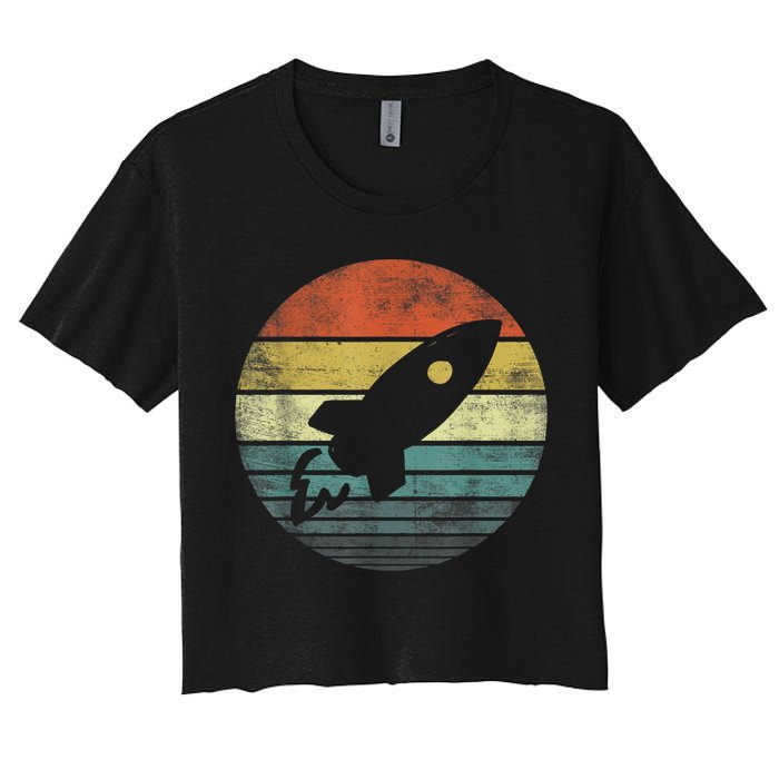 Rocket Launch Astronomy Funny Retro Rocket Space Ship Crop Top