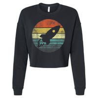 Rocket Launch Astronomy Funny Retro Rocket Space Ship Cropped Pullover Crew