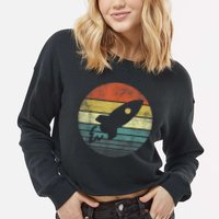 Rocket Launch Astronomy Funny Retro Rocket Space Ship Cropped Pullover Crew