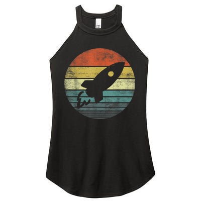 Rocket Launch Astronomy Funny Retro Rocket Space Ship Women's Perfect Tri Rocker Tank