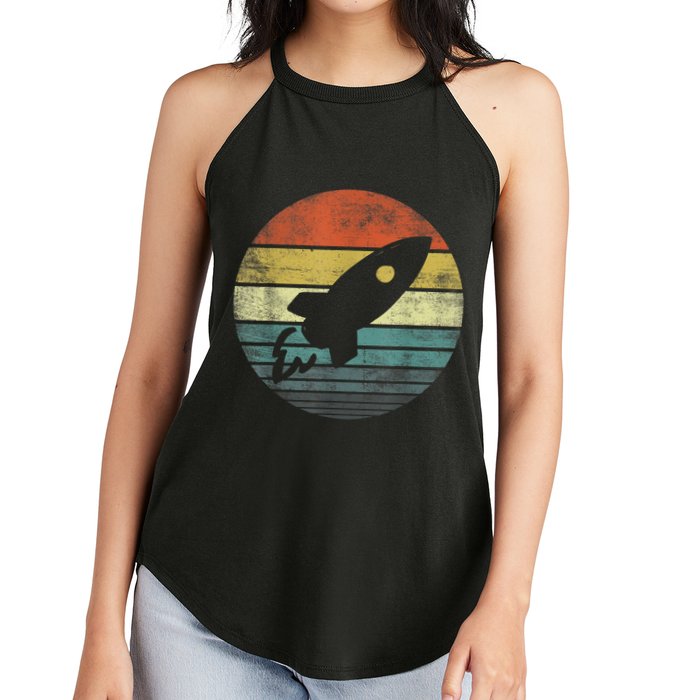 Rocket Launch Astronomy Funny Retro Rocket Space Ship Women's Perfect Tri Rocker Tank