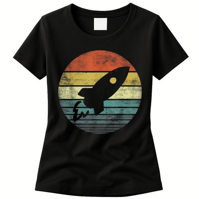 Rocket Launch Astronomy Funny Retro Rocket Space Ship Womens T-Shirt