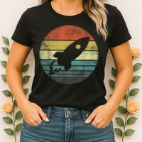 Rocket Launch Astronomy Funny Retro Rocket Space Ship Womens T-Shirt