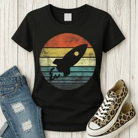 Rocket Launch Astronomy Funny Retro Rocket Space Ship Womens T-Shirt
