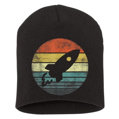 Rocket Launch Astronomy Funny Retro Rocket Space Ship Short Acrylic Beanie