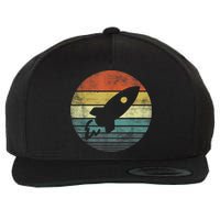 Rocket Launch Astronomy Funny Retro Rocket Space Ship Wool Snapback Cap