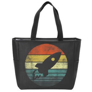 Rocket Launch Astronomy Funny Retro Rocket Space Ship Zip Tote Bag