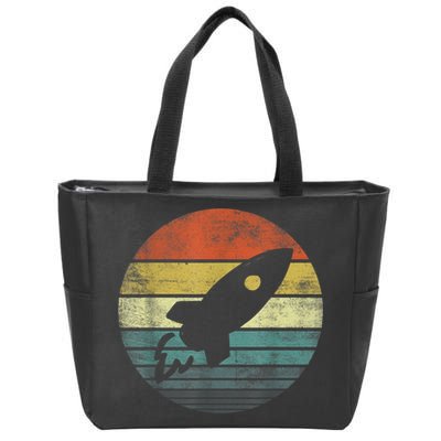 Rocket Launch Astronomy Funny Retro Rocket Space Ship Zip Tote Bag