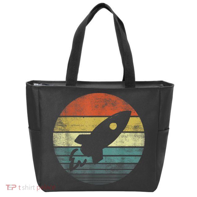 Rocket Launch Astronomy Funny Retro Rocket Space Ship Zip Tote Bag
