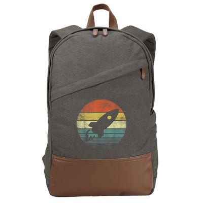 Rocket Launch Astronomy Funny Retro Rocket Space Ship Cotton Canvas Backpack