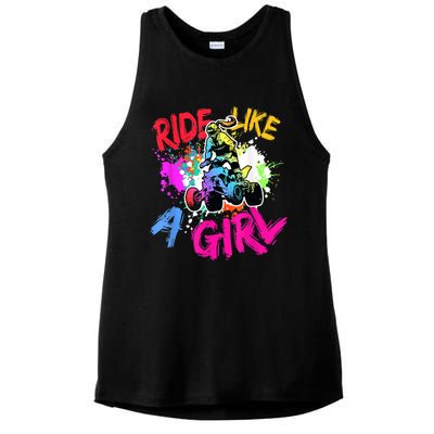 Ride Like A Girl ATV Lovers Quad Bike Biker Girl Ladies PosiCharge Tri-Blend Wicking Tank