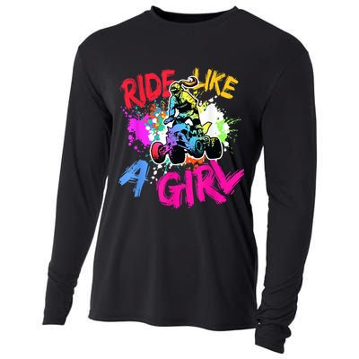 Ride Like A Girl ATV Lovers Quad Bike Biker Girl Cooling Performance Long Sleeve Crew