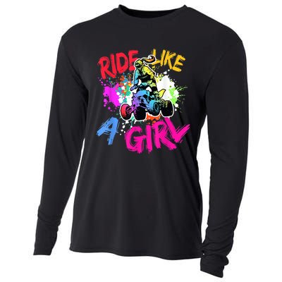 Ride Like A Girl ATV Lovers Quad Bike Biker Girl Cooling Performance Long Sleeve Crew