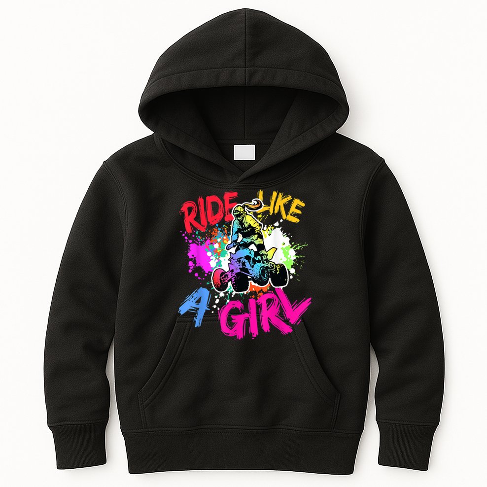 Ride Like A Girl ATV Lovers Quad Bike Biker Girl Kids Hoodie