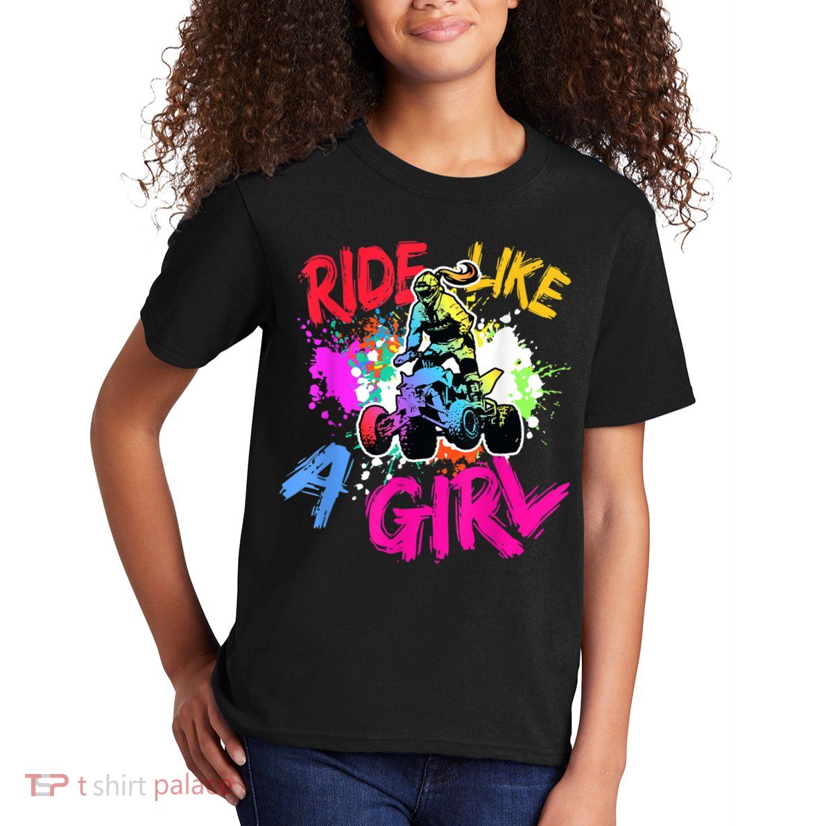 Ride Like A Girl ATV Lovers Quad Bike Biker Girl Kids T-Shirt